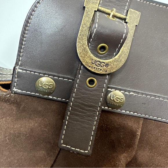 UGG Suede Leather Hobo Purse Mocha Brown - Picture 5 of 9